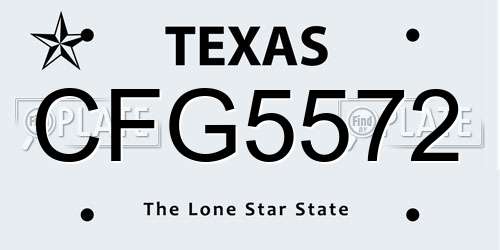 CFG5572 Texas License Plate