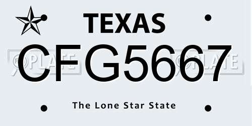 CFG5667 Texas License Plate
