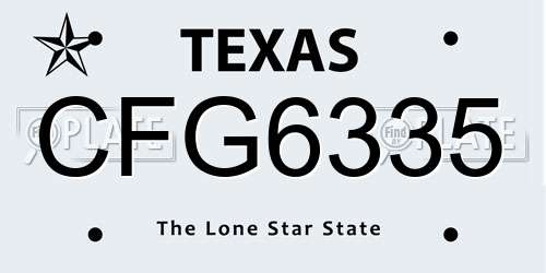 CFG6335 Texas License Plate