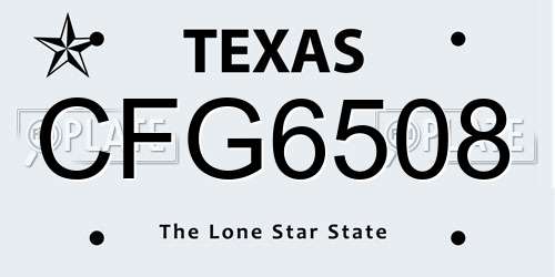 CFG6508 Texas License Plate