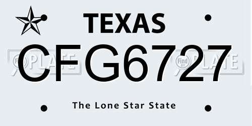 CFG6727 Texas License Plate