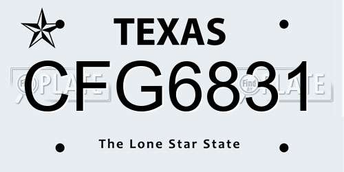 CFG6831 Texas License Plate