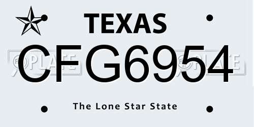 CFG6954 Texas License Plate