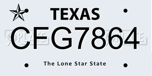 CFG7864 Texas License Plate