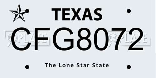 CFG8072 Texas License Plate