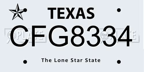 CFG8334 Texas License Plate
