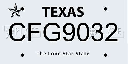 CFG9032 Texas License Plate