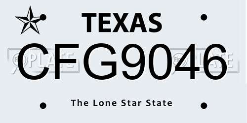 CFG9046 Texas License Plate