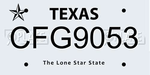 CFG9053 Texas License Plate