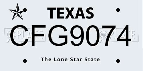 CFG9074 Texas License Plate