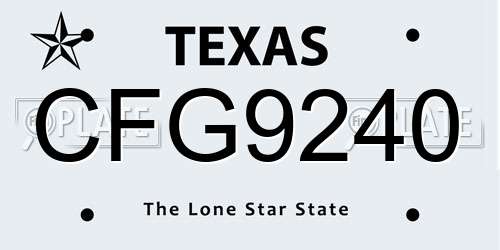 CFG9240 Texas License Plate