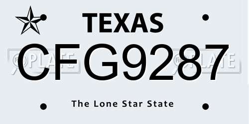 CFG9287 Texas License Plate