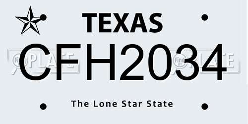 CFH2034 Texas License Plate