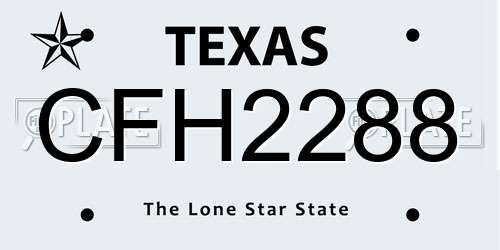 CFH2288 Texas License Plate