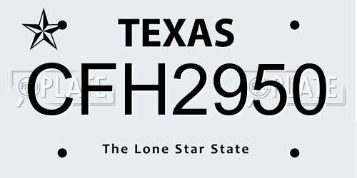 CFH2950 Texas License Plate