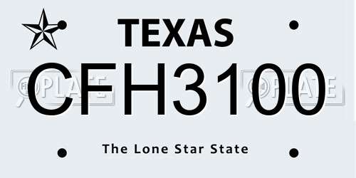 CFH3100 Texas License Plate