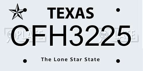 CFH3225 Texas License Plate