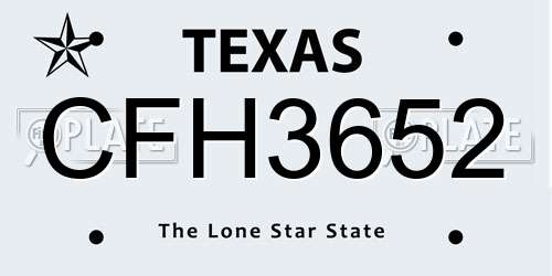 CFH3652 Texas License Plate