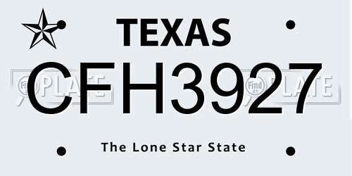 CFH3927 Texas License Plate