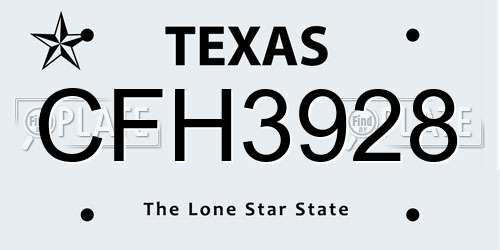 CFH3928 Texas License Plate