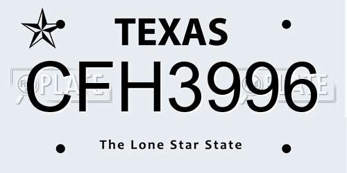 CFH3996 Texas License Plate