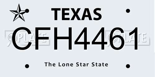 CFH4461 Texas License Plate