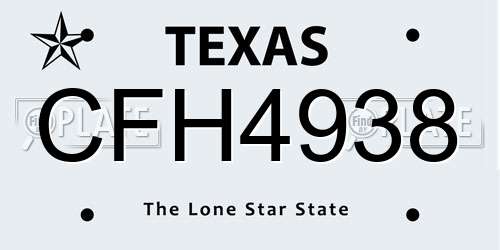 CFH4938 Texas License Plate
