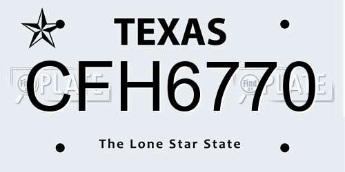 CFH6770 Texas License Plate