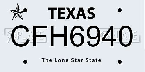 CFH6940 Texas License Plate