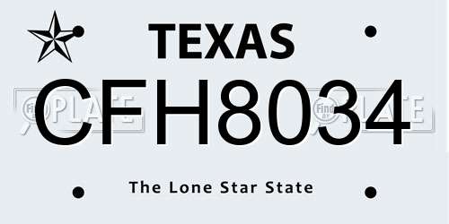 CFH8034 Texas License Plate