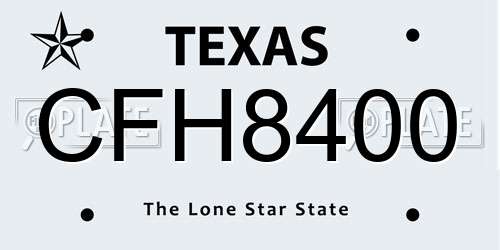 CFH8400 Texas License Plate