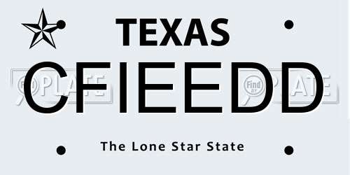 CFIEEDD Texas License Plate