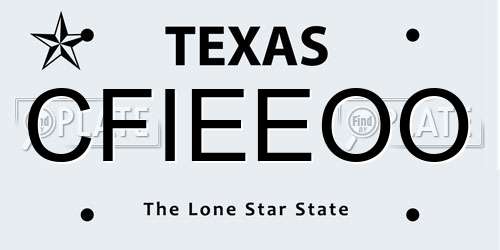 CFIEEOO Texas License Plate