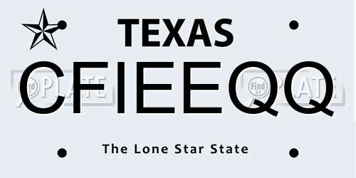 CFIEEQQ Texas License Plate