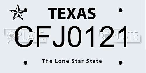 CFJ0121 Texas License Plate