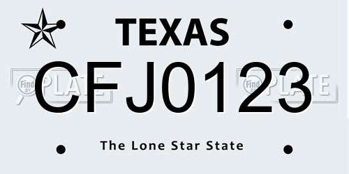 CFJ0123 Texas License Plate