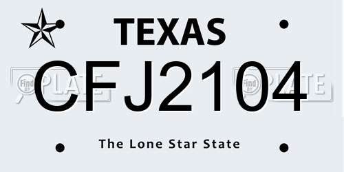 CFJ2104 Texas License Plate
