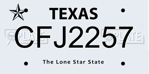 CFJ2257 Texas License Plate