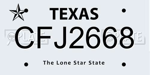 CFJ2668 Texas License Plate