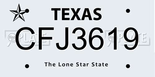 CFJ3619 Texas License Plate