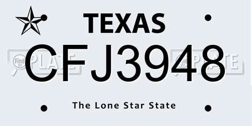 CFJ3948 Texas License Plate