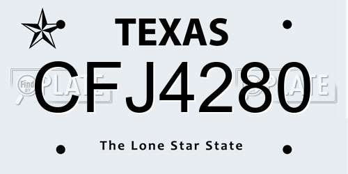 CFJ4280 Texas License Plate