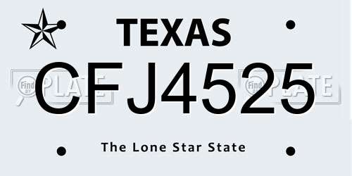 CFJ4525 Texas License Plate