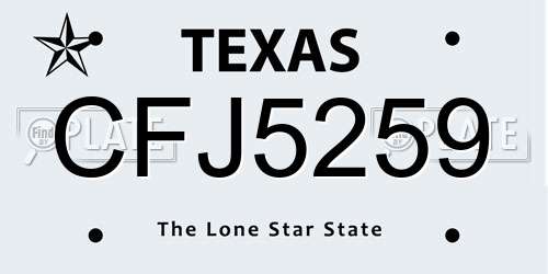 CFJ5259 Texas License Plate