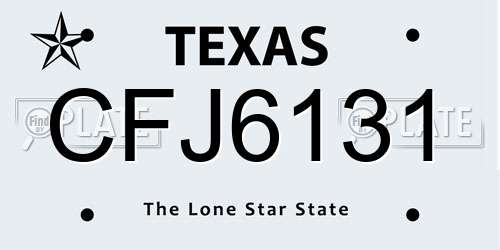 CFJ6131 Texas License Plate