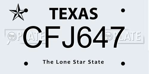 CFJ647 Texas License Plate
