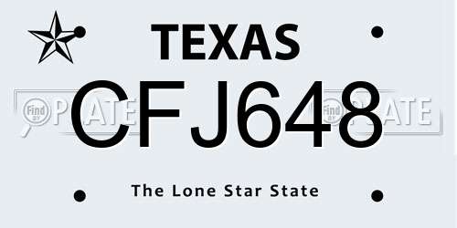 CFJ648 Texas License Plate