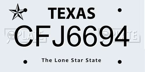 CFJ6694 Texas License Plate
