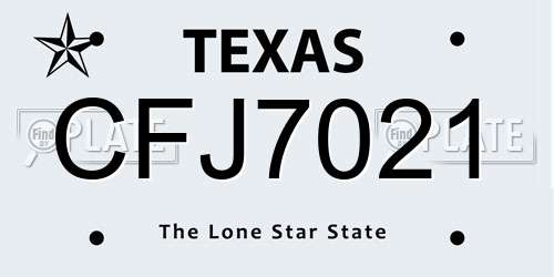 CFJ7021 Texas License Plate