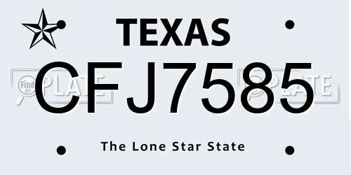 CFJ7585 Texas License Plate